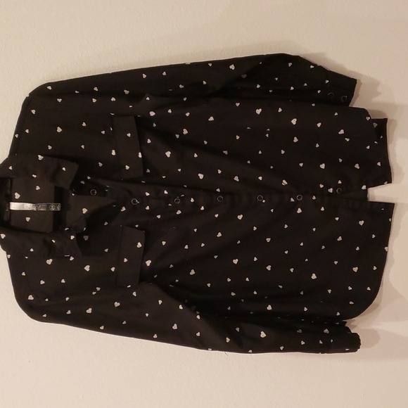 KENS,Blouse Black/White heart print - Picture 1 of 8